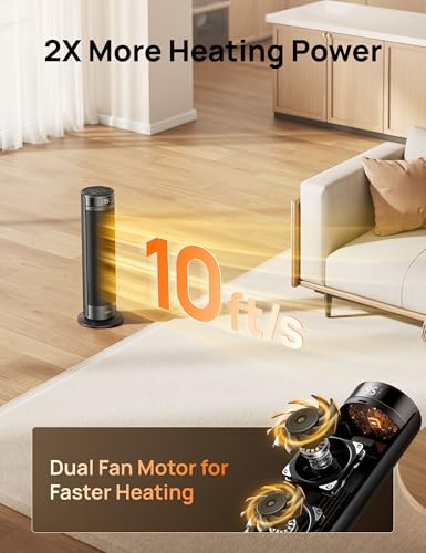 Indoor Space Heater for Large Rooms - Quiet Electric Heater with Oscillation & Safety Features