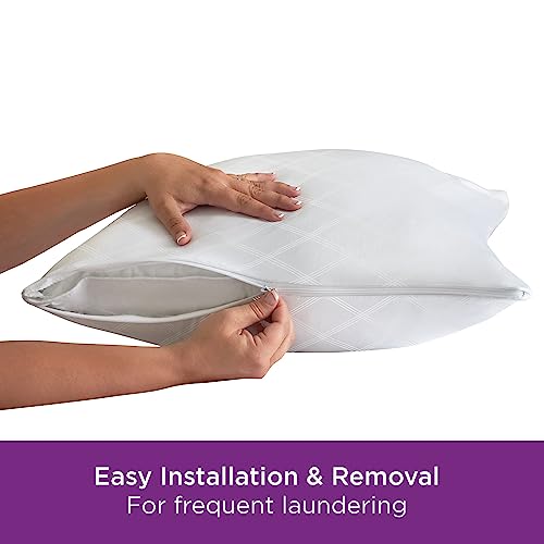 King AllerEase Pillow Protectors Set of 4 - Temperature Balancing, Breathable, Zippered, White