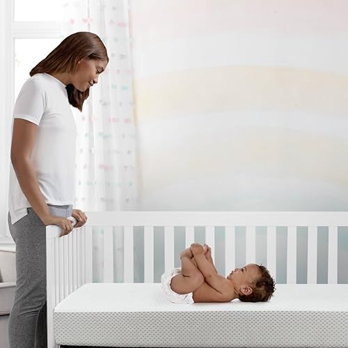 Delta Children Twinkle Breathable Crib & Toddler Mattress - White, 52"Lx27.5"W