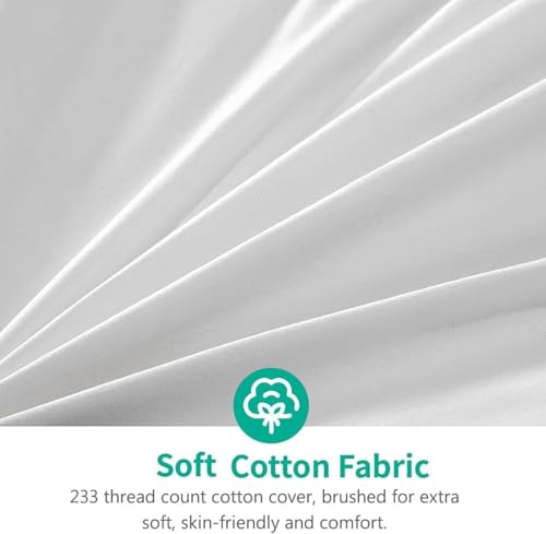 Queen Size Feather Down Comforter - Organic Cotton Cover All Seasons Medium Warm Ivory White Variation
