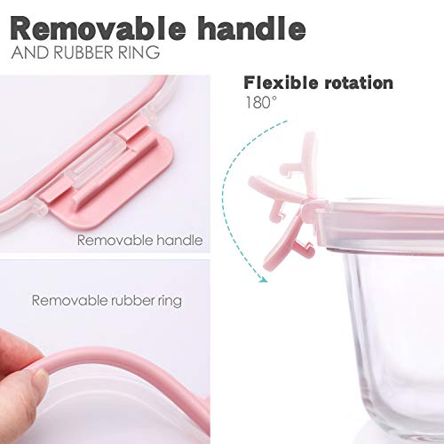 Pink Glass Food Storage Containers Set - Leakproof & Airtight, 10 Pack with Lids