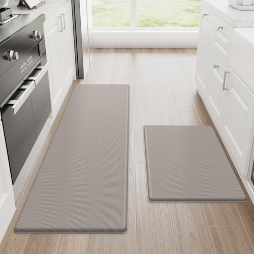 StepRite 2-Piece Anti-Fatigue Kitchen Mats Khaki 17.3 x 30 + 17.3 x 47 Inches
