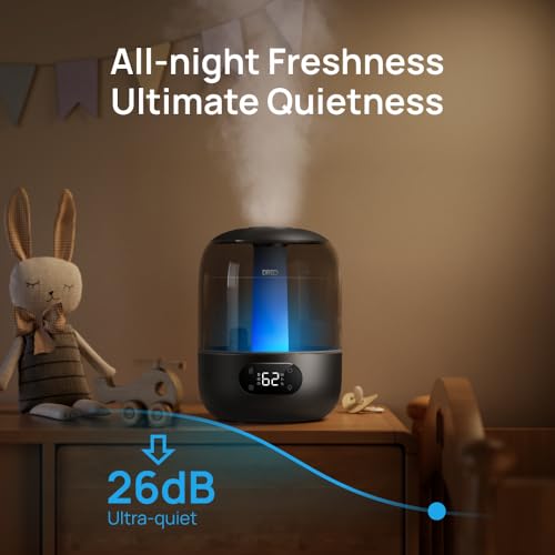 DREO 3L Bedroom Humidifier - Quiet 30H Runtime, Adjustable Mist, Black