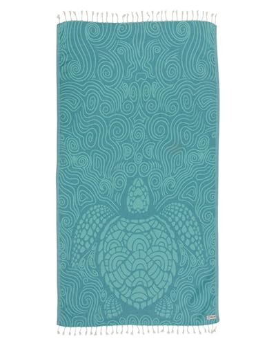 Turkish Beach Towel - Sand Resistant & Quick Dry with Swirl Turtle Design - 35x68 Inches