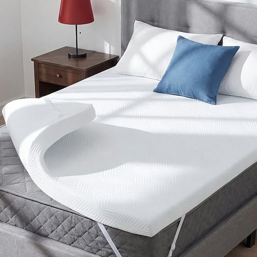 GRUSIGN White Queen Gel Memory Foam Mattress Topper 3 Inch Breathable Support