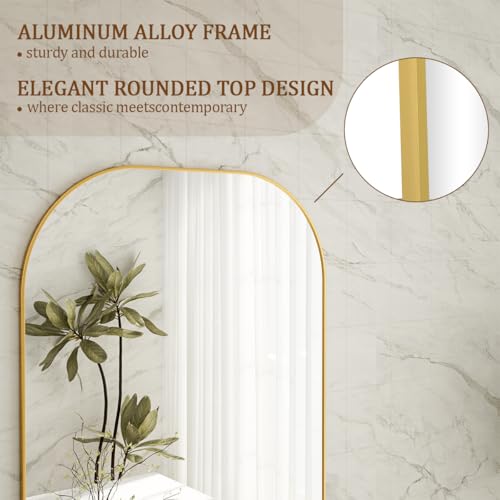Gold Full Length Mirror 56x21 Inch Standing Floor Mirror with Stand & Tilt