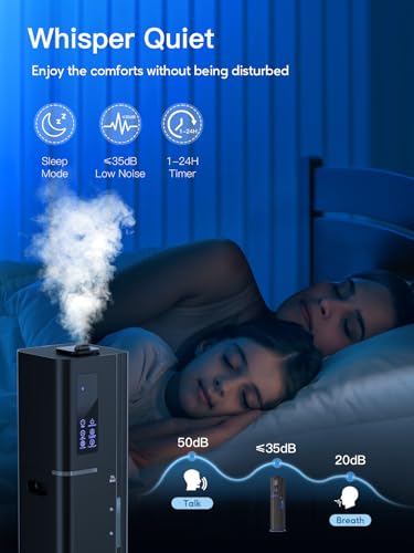 Zeova 10L Black Ultrasonic Cool Mist Humidifier for Large Rooms with Remote
