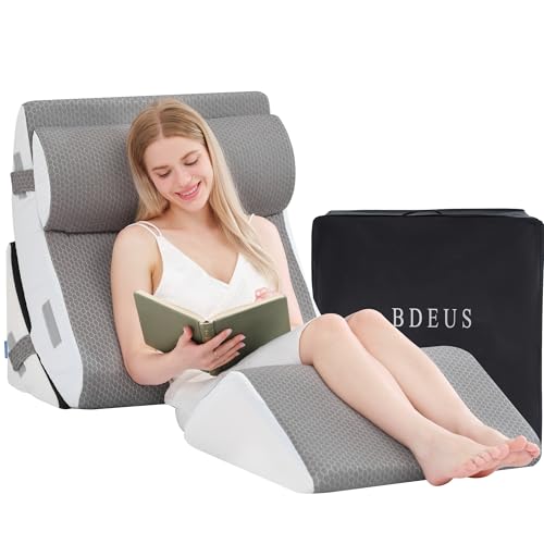 Grey 4-Piece Extra Wide Orthopedic Bed Wedge Pillow Set - 25 Inch Support Cushion