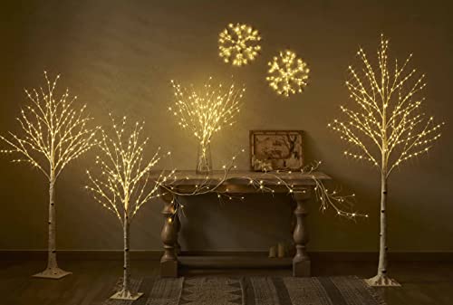 Hairui 2 Pack White Snowflake LED Lights Battery Operated with Timer 70 LEDs 14in Window Christmas Decor