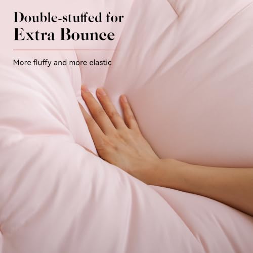 King Size Fluffy Pink Comforter Set - 3 Pieces Cloud-Like Bedding