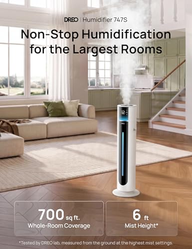 DREO 11L White Smart Humidifier for Large Rooms 700 sq.ft, Quiet 100H Run