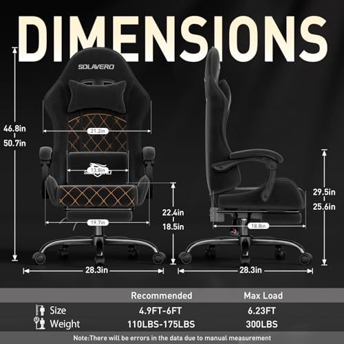 HLDIRECT Black Massage Recliner Gaming Chair with Footrest for Adults