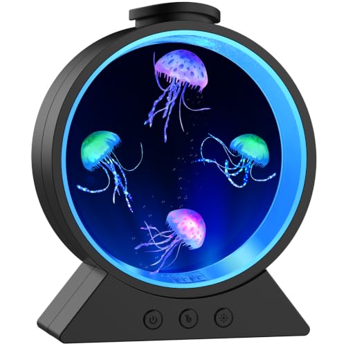 Jellyfish Lamp for Sleep Anxiety Calming Night Light Bedroom(Black)
