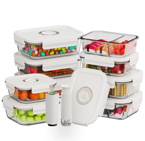 HOLDN’ STORAGE Vacuum Food Storage Containers Set of 9 with Electronic & Manual Pump