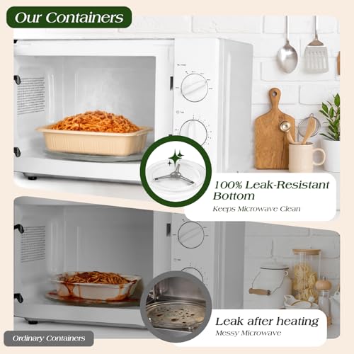 28 oz Meal Prep Containers with Lids - 50 Pack Plant-Based Food Storage Bins