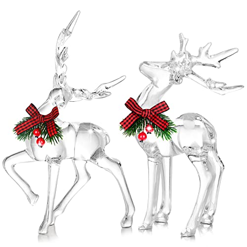 Bucherry 2-Pack Christmas Acrylic Reindeer Figurines - Basic Style Holiday Decor