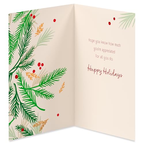 American Greetings Christmas Thank You Card for Healthcare Workers (Greenery Background) – with Envelope