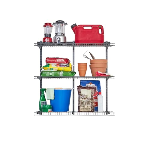 36-Inch Rubbermaid FastTrack Rail Storage Kit with 3 Shelves for Garage & Workshop Organization - Heavy Duty Steel, 350 lbs Per Shelf