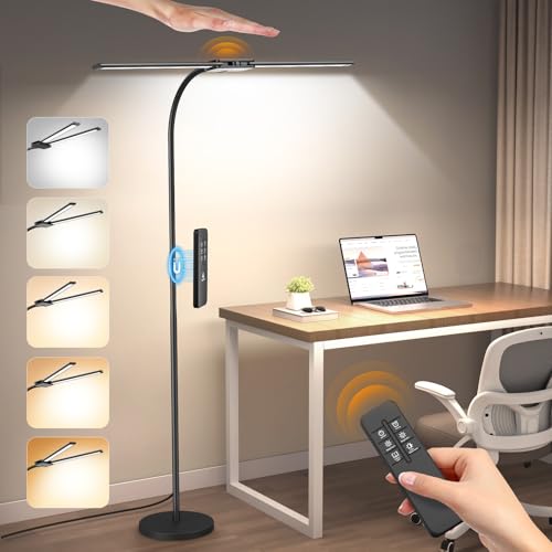 Syrinx Black LED Floor Lamp - 18W, 2000 Lumens, Adjustable Brightness & Color for Living Room & Office
