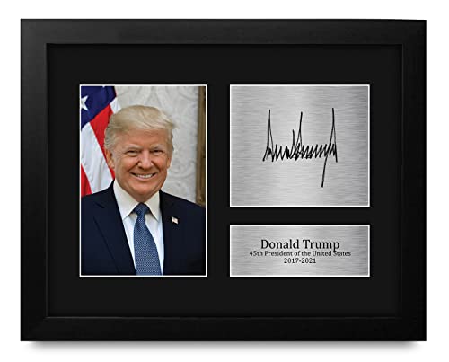 US President Donald Trump Autograph Framed Print - Black Frame, 8.5x11