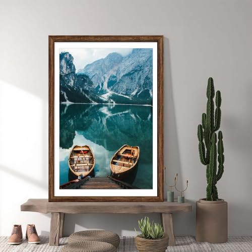 Hongkee Rustic Brown 27x40 Inch Poster Frame Wall Mount - Wooden Style