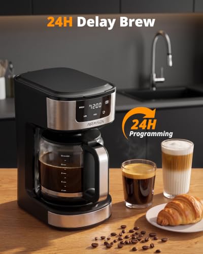 AIRMSEN 12-Cup Programmable Drip Coffee Maker - Home Kitchen Brew Machine