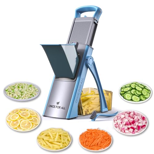 ONCE FOR ALL Sky Blue Upgraded Safe Mandoline Slicer with Large Capacity