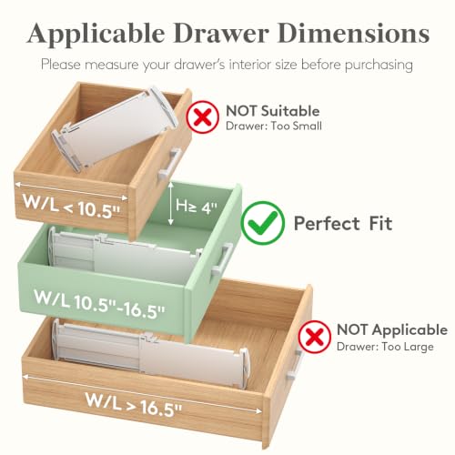 Lifewit 9 Pack 4-Inch Adjustable Drawer Dividers for Closet, Clothes, Kitchen, Nursery