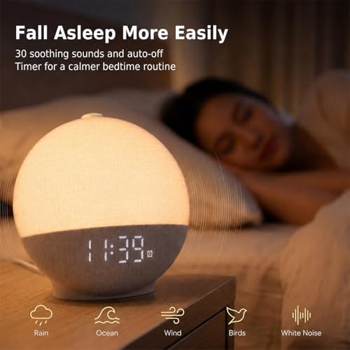 Sunrise Alarm Clock with Sleep Sounds & Night Light – Wake Up Calm & Rest Well