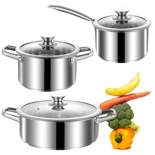 Stainless Steel 6-Piece Cookware Set CW6-C / 6 - Nonstick Induction Pots & Pans