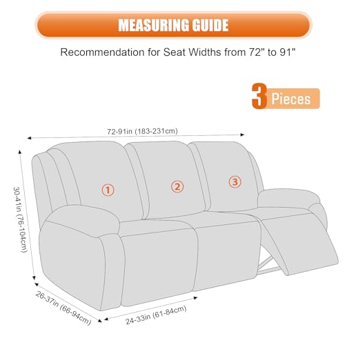 VANSOFY Stretch Recliner Couch Cover, Slipcover, Dark Gray, 3 Seater