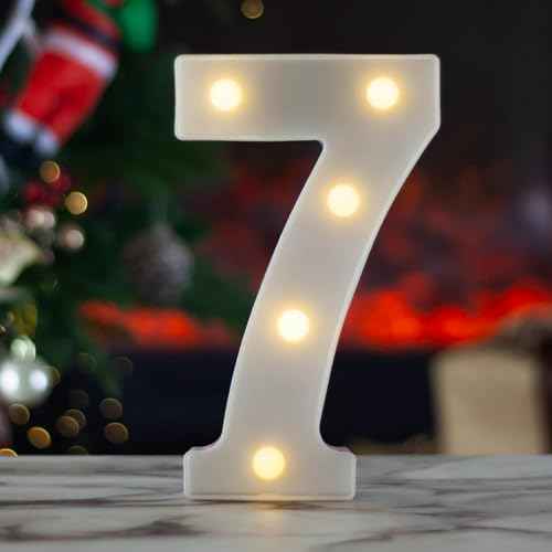 LED Marquee Numbers, 0-9 Light Up Letters, Battery Powered LED Letter Lights for Birthday Party, Christmas Night, Home, Bar, Graduation, Wedding Decoration(7)
