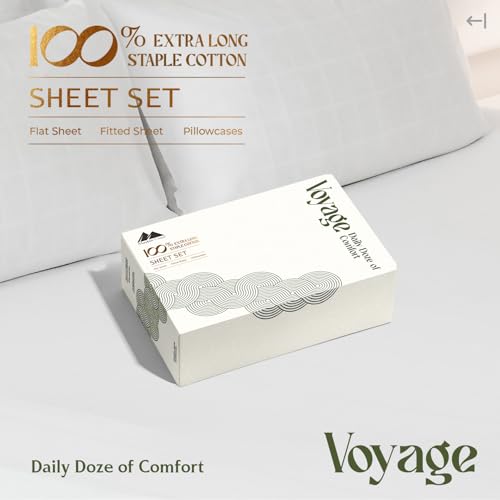 Mayfair Linen Egyptian Cotton King Sheets Set 600 Series Voyage Collection White - Deep Pocket, Soft & Cooling, 4 Pieces, Variation King / 01
