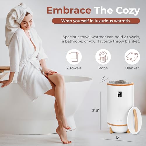 Bamboo Towel and Blanket Warmer - Portable Towel Heater with Timer & Fragrant Disc Holder