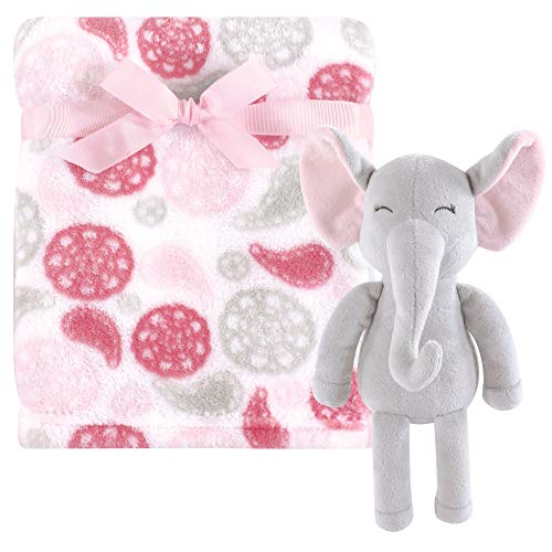 Hudson Baby Unisex Baby Plush Blanket with Toy, Paisley Elephant, One Size