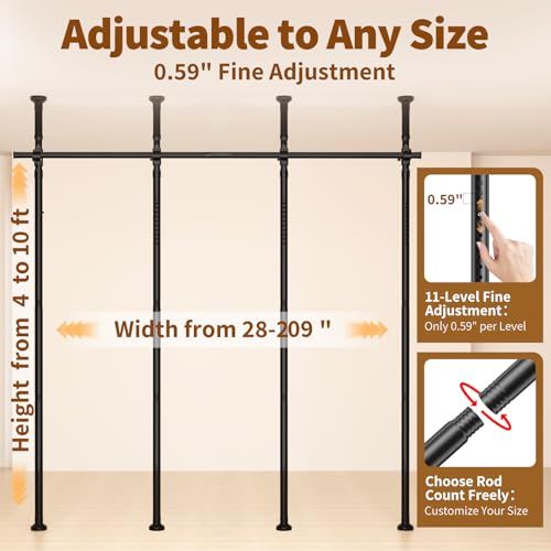Daurore Paw Adjustable No-Drill Room Divider, Black, 28-209 Inch
