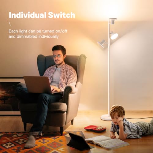 SIBRILLE White 36W Dimmable LED Tree Floor Lamp with Remote & Touch Control