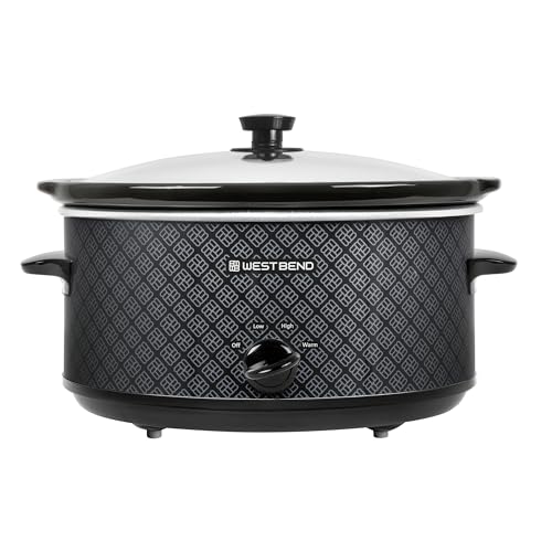 West Bend 6-Quart Slow Cooker with Ceramic Crock, Glass Lid & Keep Warm - Black