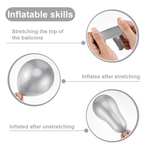 Sumind 100 Pcs Metallic Balloons 5 Inch Small Min Helium Shiny Balloons Decorative Chrome Latex for Christmas Birthday Wedding Engagement Festival 2025 Graduation Party(Silver)