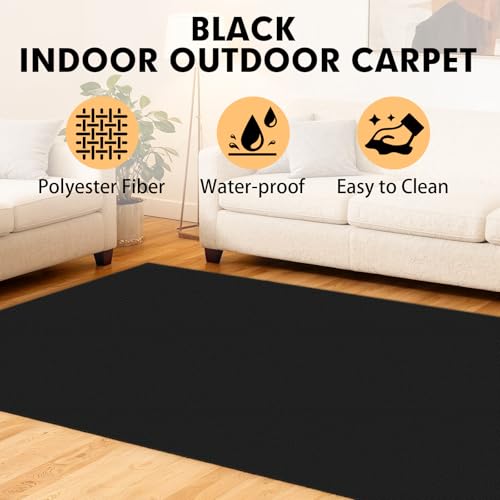 Marine Carpet - 5 FT x 20 FT Black Indoor Outdoor Boat Deck Rug Variation of Black / 5 FT x 20 FT
