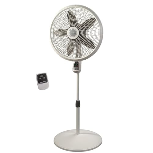 Pedestal Fan - Adjustable Height, 3-Speed, Remote Control, 18-Inch, White - Variation of THIS Listing