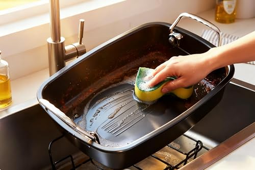 25 lb Nonstick Turkey Roasting Pan with w/Rack, 17.3 in, Box Included