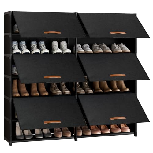 42-Pair 2x7 Tier Shoe Cabinet Storage Organizer - Black, Variation 2 by 7(42 Pairs)