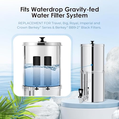 Waterdrop Black Water Filter Replacement for Berkey BB9-2 - 2 Carbon Filters