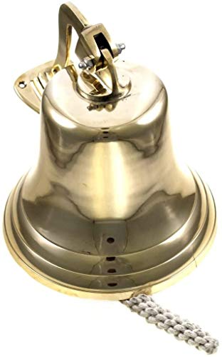 11-Inch Brass Ship Bell - Polished Nautical Maritime Jumbo Wall Mount