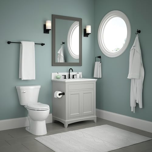 Delta Matte Black 4-Piece Bathroom Set Towel Rack Ring Toilet Paper Holder Hook - Nicoli