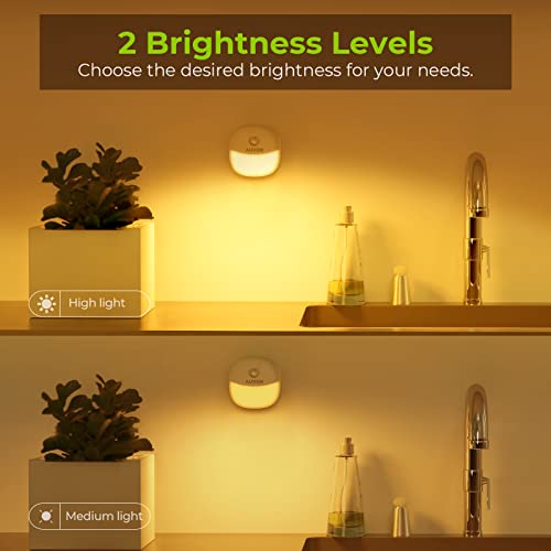 AUVON Rechargeable Battery Night Light 4 Pack - Motion & Dusk-Dawn Sensor, Multiple Modes