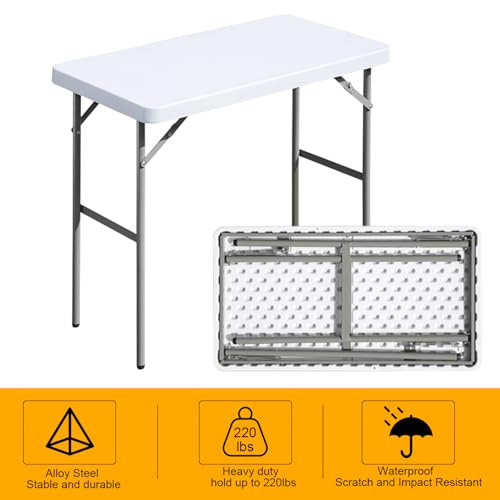 White 2.7ft Folding Plastic Table - Indoor & Outdoor Event Desk
