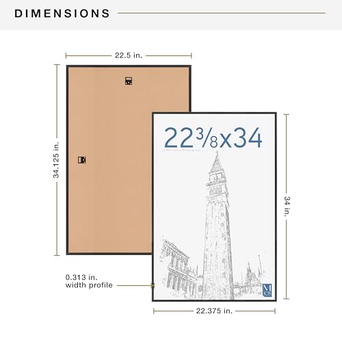 MCS Original Poster Frame Set - 22.375x34 Inch Black Wall Art Frames - 2 Pack