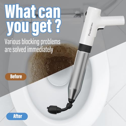 White Electric Toilet Plunger - Heavy Duty Unclogger for Bathroom & Kitchen Drains